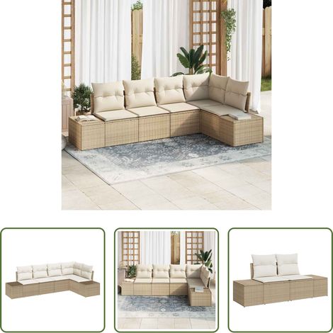 vidaXL Poly Rattan - Gartensofa-set 5 pcs Beige Poly-Rattan (1/5)