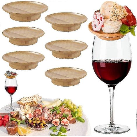 Porte-verres en bambou pour vin, lot de 6 marqueurs de fromage, idéal pour planches apéritives et présentations de charcuterie (1/5)