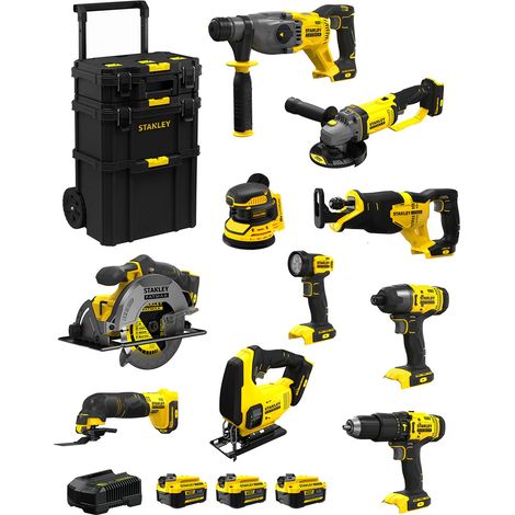 STANLEY FatMax Kit SVK1001 (SFMCH900+SFMCG400+SFMCD711+SFMCF800+SFMCS500 +SFMCS600+SFMCW220+SFMCS300+SFMCE500+SFMCL020+3 x4,0Ah) (1/5)