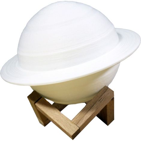 Lampe Saturne imprimée 3D 15cm. Veilleuse LED lune intelligente, télécommande, 16 couleurs. Cadeau anniversaire enfant.