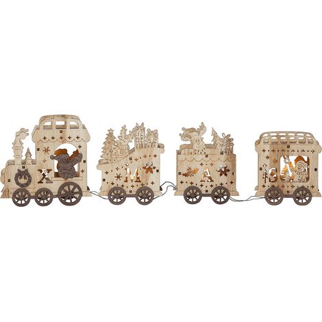 Batteriebetriebener Weihnachtszug ,Yuletide' aus Holz, 4 LEDs, Weihnachtsdeko, 54cm (1/3)
