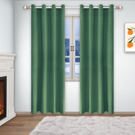 Rideaux occultants, idéaux pour la chambre, à œillets, isolants thermiques et phoniques, pour le salon (lot de 2), dimensions : 132 x 160 cm (largeur x longueur).
