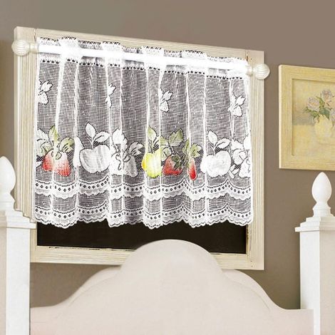 Cantonnière creuse pour fenêtre, rideau court semi-transparent pour porte/fenêtre, rideau court semi-transparent(90 cm de large x 45 cm de long, 1 pc)