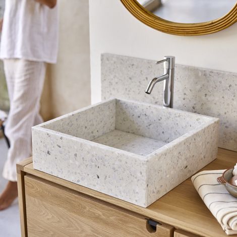 Tikamoon Made Vasque en terrazzo premium H 13 cm × L 40 cm × P 40 cm (1/5)