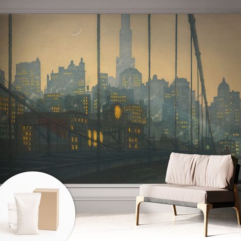 Newroom Tapete Dekorative Vliestapete mit Kleber Modern für Wohnzimmer Schlafzimmer  Abendliches Panorama 312x219 cm (1/5)