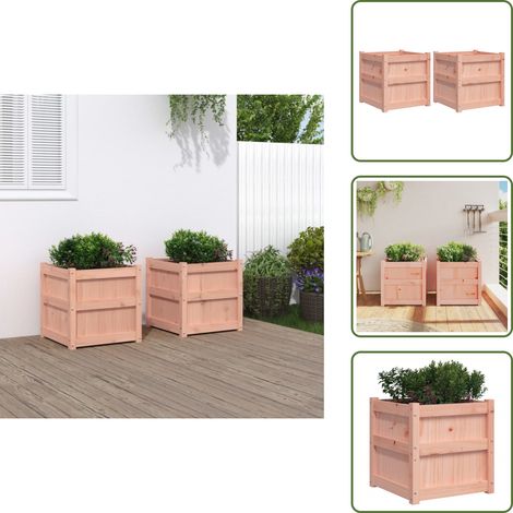 The Living Store Jardinières 2 pcs bois massif douglas - Jardinières En Bois - Pots De Fleurs Exterieur - Bac À Fleurs - Décoration Jardin - Bois De Douglas (1/5)
