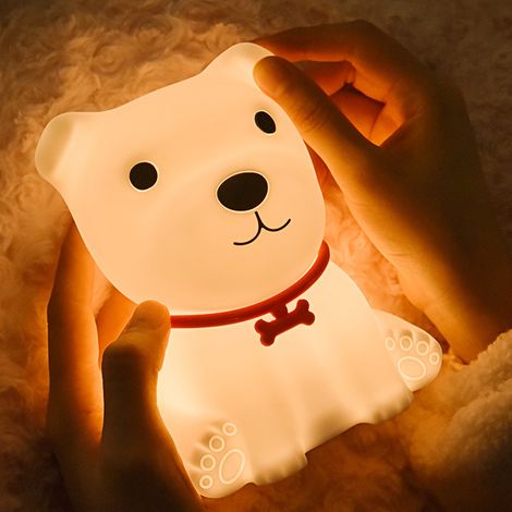 Niedliches Silikon-Nachtlicht mit Welpenmotiv – Entzückendes und kreatives Welpen-Nachtlicht, USB-aufladbar, ideal zum Schlafen mit Kindern (1/5)