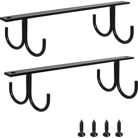Set di 2 portabicchieri da appendere sotto i pensili, ganci portabicchieri per sottopensili, porta utensili da cucina, nero (1/5)