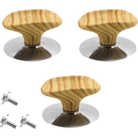 Bouton de Couvercle 3 Pièces Couleur Bois Bouton Couvercle Casserole Résistant Chaleur Poignées Couvercle Casserole Couvercles pour Poêles Frire Casseroles Huile Et Marmites Soupe (1/5)