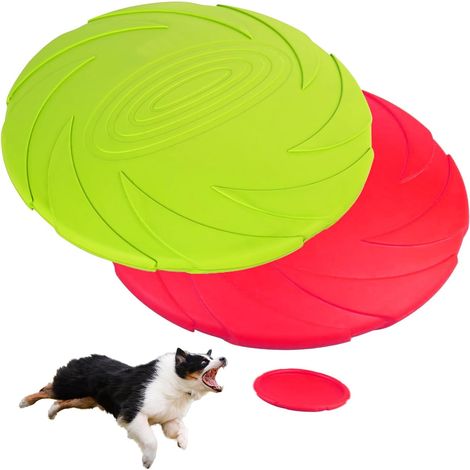 2 Pièces Frisbees pour Chien, 18cm Frisbee Chien Resistant, Doux Frisbees en Caoutchouc, Jouet Aquatique Frisbee, Disques pour Chiens, pour Dresser, Lancer, Attraper et Jouer (1/5)