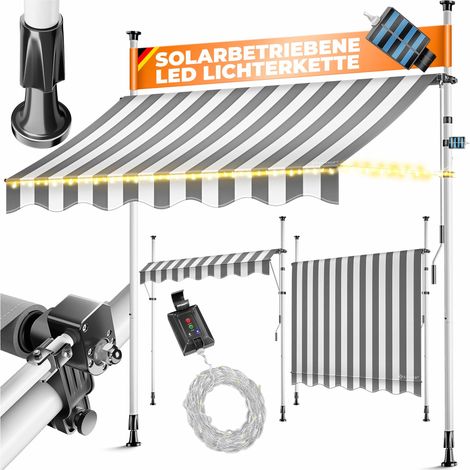KESSER® Store banne sans perçage, manivelle & LED - 350 cm, blanc / gris (1/5)