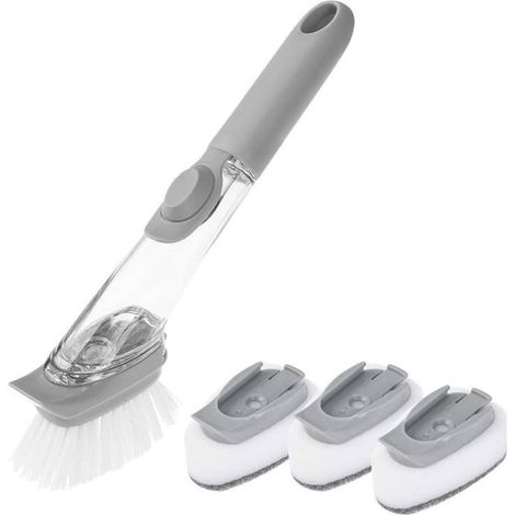 Brosse à récurer pour casseroles, brosse à vaisselle avec pointe grattoir, brosses à récurer de cuisine à prise confortable pour ne (1/5)