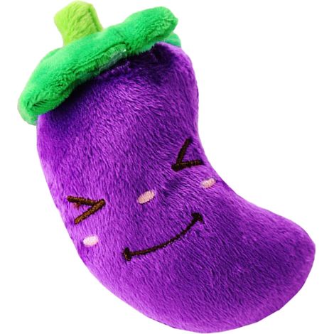 Peluche pour chien en forme d'aubergine, résistante aux morsures, avec couineur, idéale pour soulager l'ennui et faire grincer les dents. (1/5)
