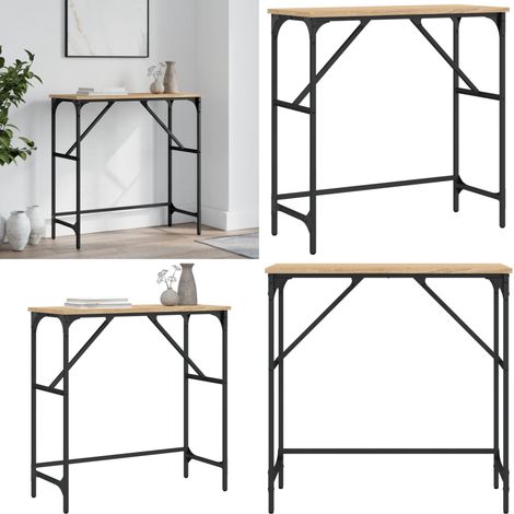 Table console chêne sonoma 75x32x75 cm bois d'ingénierie - Table Console - Meuble D'entrée - Table Allongée - Table Design - Table Industrielle - Home & Living (1/5)