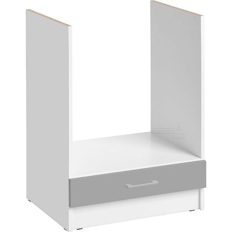 Cuisineandcie – Meuble four encastrable gris brillant 60 cm – Rangement inférieur – Plinthe individuelle – Pour espaces confinés (1/5)