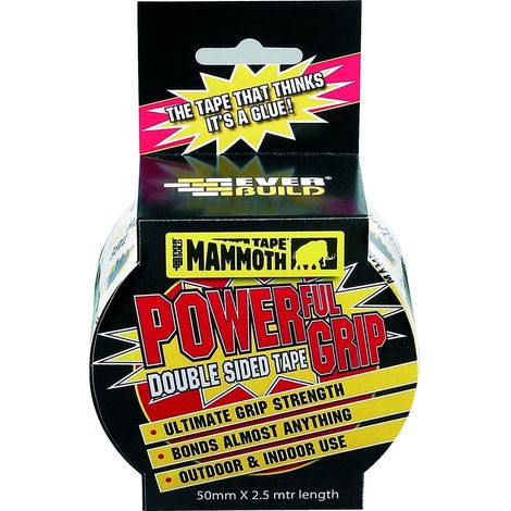 Everbuild Mammoth POWERGRIP 50mm x 2.5m Heavy-Duty Double-Sided Tape for Strong Bonding