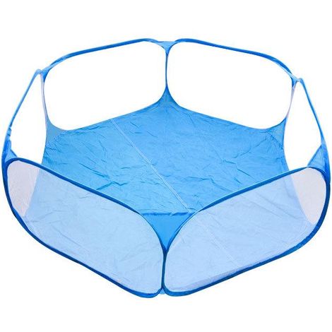 Parc pliable et portable pour petits animaux (bleu) avec sac de rangement, tente respirante, enclos d'exercice pour cochons d'Inde, lapins, hamsters, hérissons et chats. (1/5)