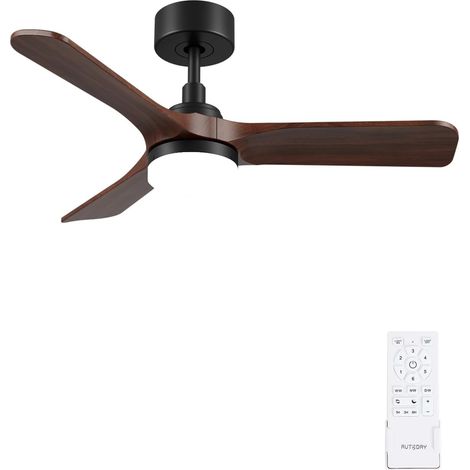 Bois Ventilateur Plafond avec Lampe Silencieux Moteur DC 30W ventilateurs de plafond diamètre 90 cm (35") avec 3 Pales réversibles Télécommande fonction mémoire et minuterie 6 vitesses (1/5)