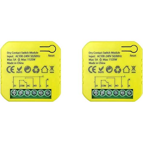 2 relais à contact sec intelligents Tuya ZigBee 5A, contrôle à distance via application, minuterie, DC12/24V AC100-240V, compatible Google Alexa (1/5)