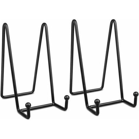 Lot de 2 supports décoratifs en métal noir de 15 cm (6 pouces) pour albums photo, livres, chevalets photo, travaux manuels, plaq (1/5)