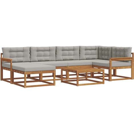 Conjunto de sofás de exterior 7 pcs Gris Natural y Claro vidaXL (1/5)