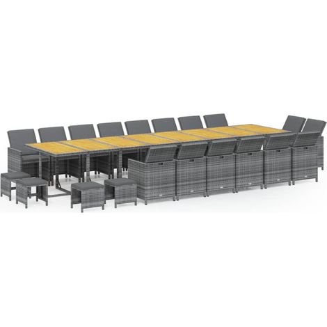 Maison Exclusive - Set da Pranzo per Giardino 21 pz con Cuscini Polyrattan Grigio