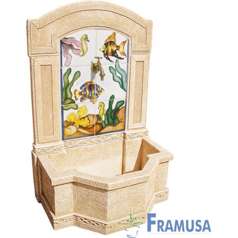 FUENTE DE PIEDRA ARTIFICIAL MURAL DE PARED ARCADIA ACUARIUS OCRE PARA JARDIN (1/2)