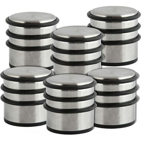 MSV – Lot de 6 butées de porte en inox et caoutchouc – Protection optimale contre les chocs – Dimensions 9x7,20cm – Pour murs et cloisons