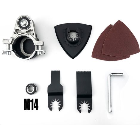 La tête de modification polyvalente comprend un disque de sable triangulaire (M14) Meuleuse d'angle transformée en outil multifonction pour le meulage, le polissage et la découpe du bois et du métal. (1/5)