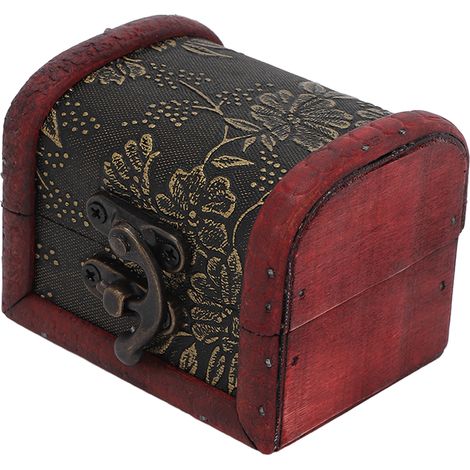 Boîte de rangement multifonctionnelle rétro pour accessoires de cheveux et bijoux, en bois antique. (1/5)