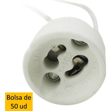 Portalamparas GU10 Ceramico Cable 150mm (precio De 50 Unidades) (1/2)