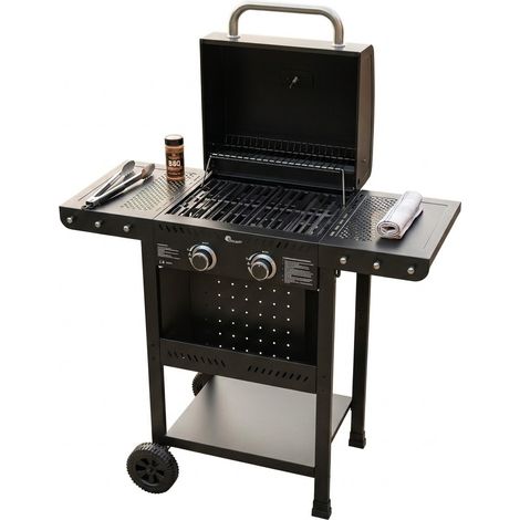 BARBECUE A GAS CARRELLATO 'KASAGRILL' mod. 2 fuochi - kW 2.5 x 2 - cm 102,2 x 102 x 55 - KASART (1/4)