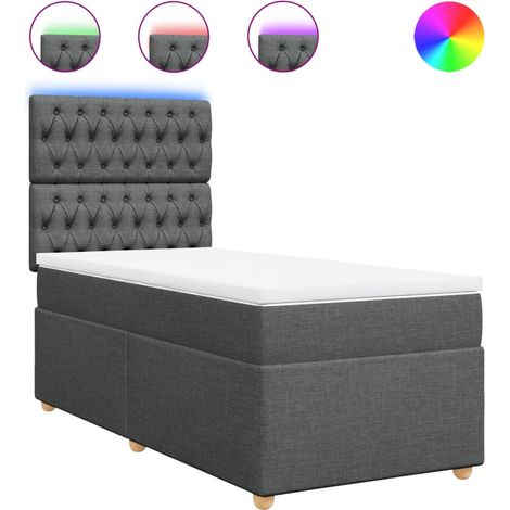 Maison Exclusive - Sommier à lattes de lit et matelas Gris foncé 90x190 cm Tissu (1/5)