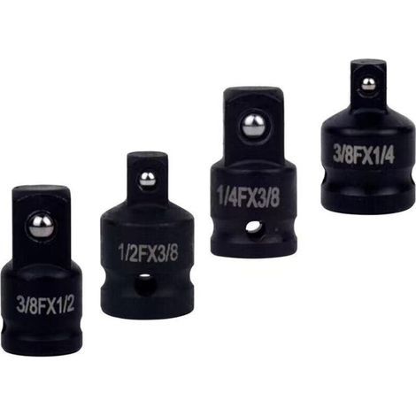BUNTHAUS CSPARKV 4  PCS  Adaptateur Douille, de Prise Polyvalents pour Clé à Chocs - 1/4 à 3/8, 3/8 à 1/4, 3/8 à 1/2, 1/2 à 3/8 - Acier Chrome-Molybdène Robuste - Accessoires de Clé à Douille et d'Ang