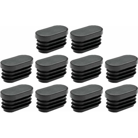 – Lot de 10 embouts de tube rentrant ovales antidérapants en PELD – 30 x 15 mm noir – Protection pour pieds de meubles et chaises (1/2)