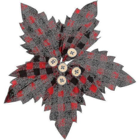 Rote und schwarze Weihnachtsbaumkugel aus Baumwolle mit Rankenmuster, DIY-Weihnachtsblume, 5 Stück rot (1/5)