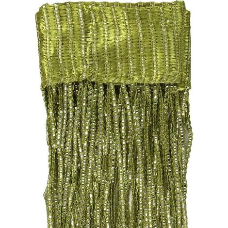 Rideau de porte à pompons, rideau de porte à fils, rideau de porte à fils brillants, cloison de fenêtre, rideau avec panneau décoratif de séparation à pompons, adapté à la maison, au mariage, vert arm (1/3)
