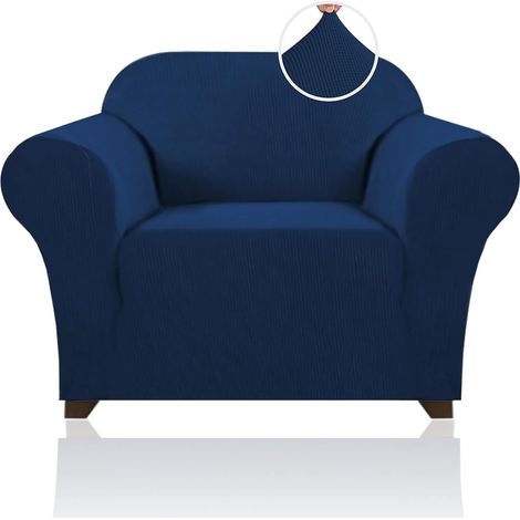 (1-Sitzer, Marineblau) Hochwertiger Lycra-Jacquard-Sofabezug für Wohnzimmer