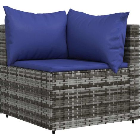 Maison Exclusive - Divano Angolare da Giardino con Cuscini in Polyrattan Grigio
