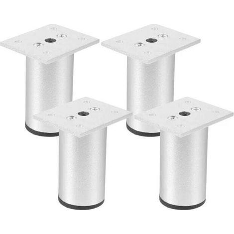 (Argent)4 Pieds de meuble mat, aluminium 100 mm, pieds de meuble TV, adaptés aux tables basses d'armoire, pieds de support de canapé de meuble (1/5)