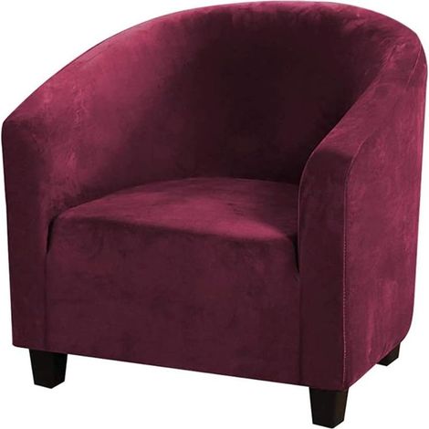Housse De Chaise Club,Housses De Chaise De Baignoire en Velours Extensible Housses De Canapé Souples pour Fauteuil Protecteur De Meubles (Vin Rouge, velours)-Fei Yu (1/4)