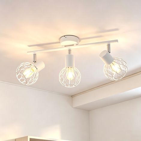 ZMH Spot Plafond LED 3 Éclairages Luminaire Blanc E14 Métal 350° Pivotable Lampe Cuisine Lampe Salon Projecteur Plafond Couloir Plafonnier Sans Ampoule (1/5)