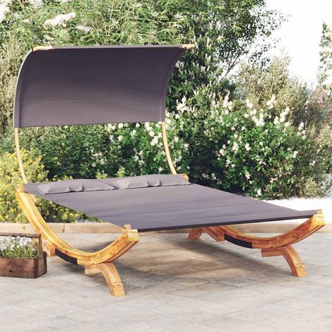 vidaXL Lit repos et auvent 165x203x126 cm Bois courbé Anthracite (1/5)