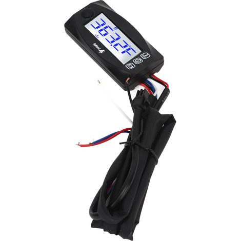 Motorrad-Wassertemperaturanzeige mit blauer Beleuchtung, LCD-Display, 3-poligem Stecker, Kabelbaum-Thermometer-Set, 16 mm / 0,63 Zoll (1/5)