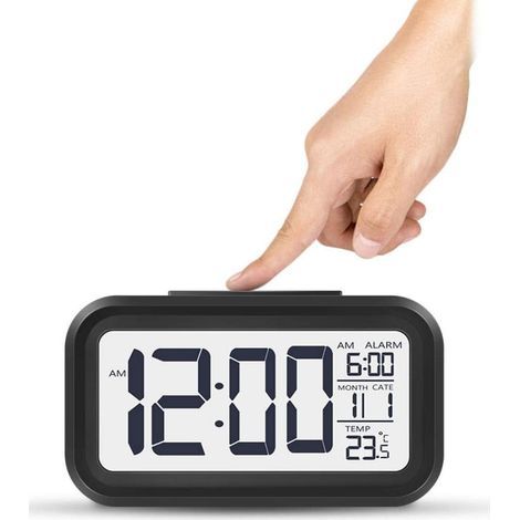 Digital Alarm Clock, Large HD Screen Electronic Alarm Clock with Smart Light, Date/Temperature Sensor/Time/Snooze Function for Children and Teenagers (1/5)