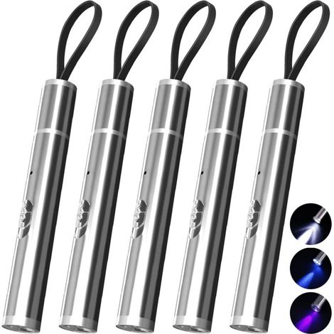 5er-Pack wiederaufladbare Stiftlampe, Mini-EDC-Ultrakompakte Taschenlampe, 500 Lumen Taschenlampe mit 3 Modi, medizinische Untersuchungsleuchte für Camping und Reparaturen im Freien