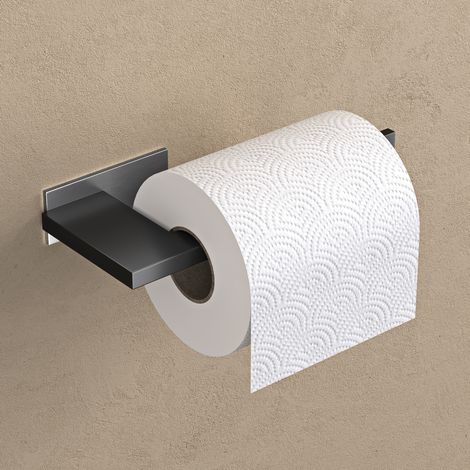doporro Toilettenpapierhalter ohne Bohren, selbstklebender Klopapierhalter aus rostfreiem Edelstahl, moderner Klorollenhalter für Badezimmer,Matt Schwarz/Nickel gebürstet Lion-03