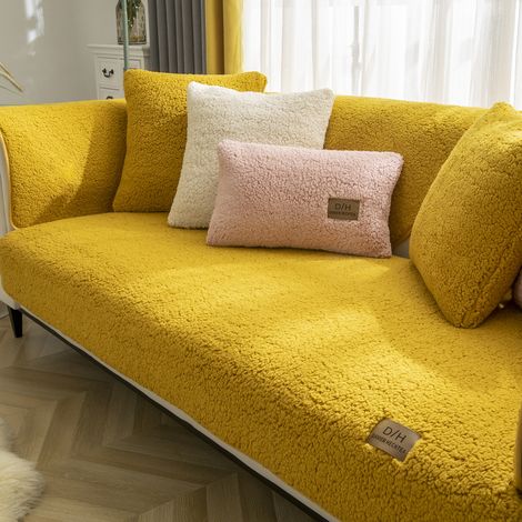 Extensible Housse de canapé Anti-poussière Épaisse Automne/Hiver Anti-dérapante Housse de Protection de canapé 110 240cm-Jaune-housse de siège (1/5)