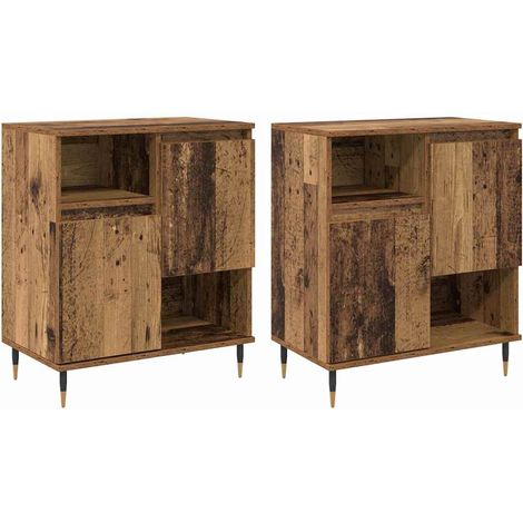 2 pcs Buffet,Bahut,Meuble de Rangements Bois ancien 120 x 35 x 70 cm Bois d'ingénierie CFW76665 (1/5)