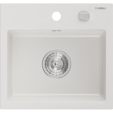 Mexen Milo 1-Becken-Granit-Spüle 435 x 410 mm, Weiß - 6505441000-20